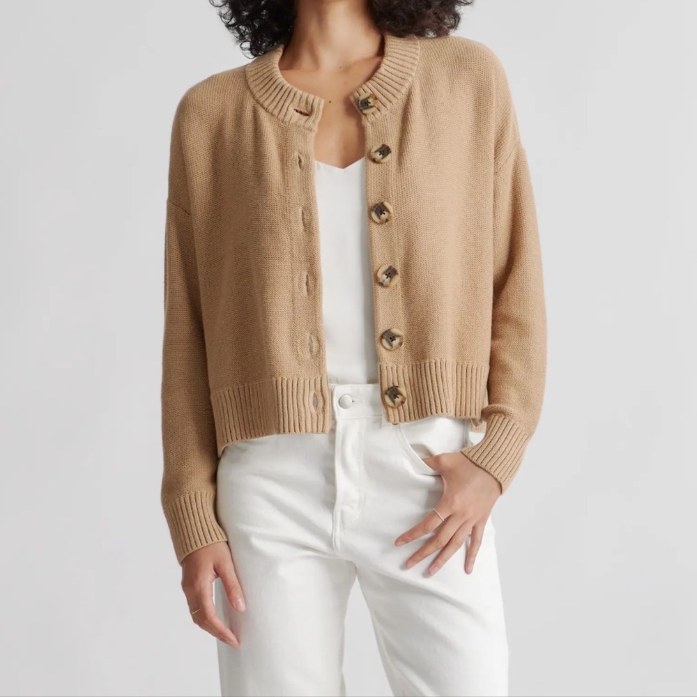 Quince 100% Organic Cotton Cropped Cardigan